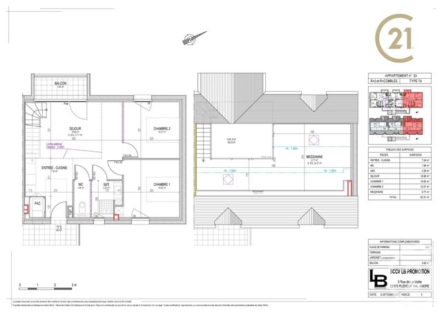 Appartement T4 à vendre - 4 pièces - 62.31 m2 - PLENEUF VAL ANDRE - 22 - BRETAGNE - Century 21 Coeur De Penthièvre