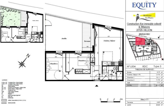 Appartement T3 à vendre - 3 pièces - 68.65 m2 - HILLION - 22 - BRETAGNE - Century 21 Coeur De Penthièvre