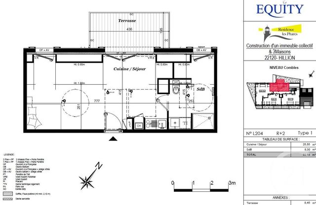Appartement F1 à vendre - 1 pièce - 33.95 m2 - HILLION - 22 - BRETAGNE - Century 21 Coeur De Penthièvre