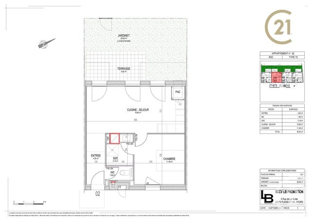 Appartement T2 à vendre - 2 pièces - 40.54 m2 - PLENEUF VAL ANDRE - 22 - BRETAGNE - Century 21 Coeur De Penthièvre